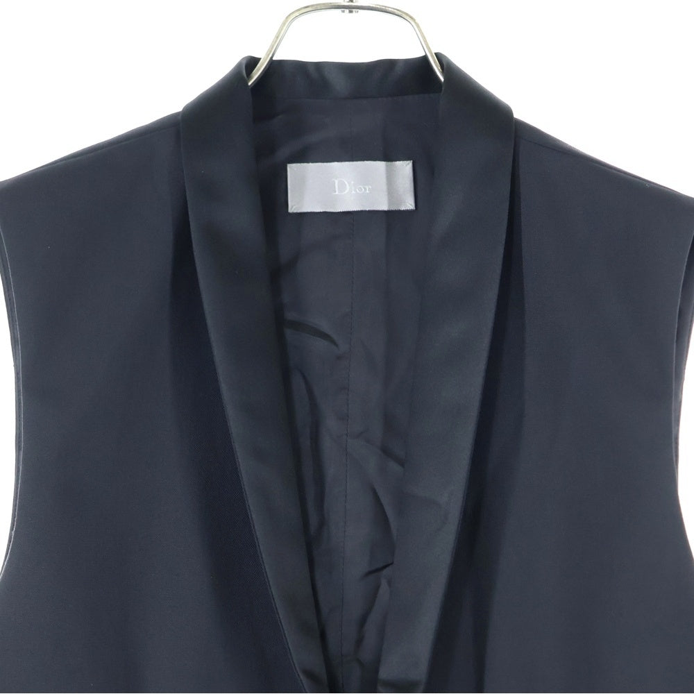 Dior HOMME(ディオールオム) ウール ナローラペル スモーキング ジレ ベスト ノースリーブ ジャケット ブラック 163C611S0687