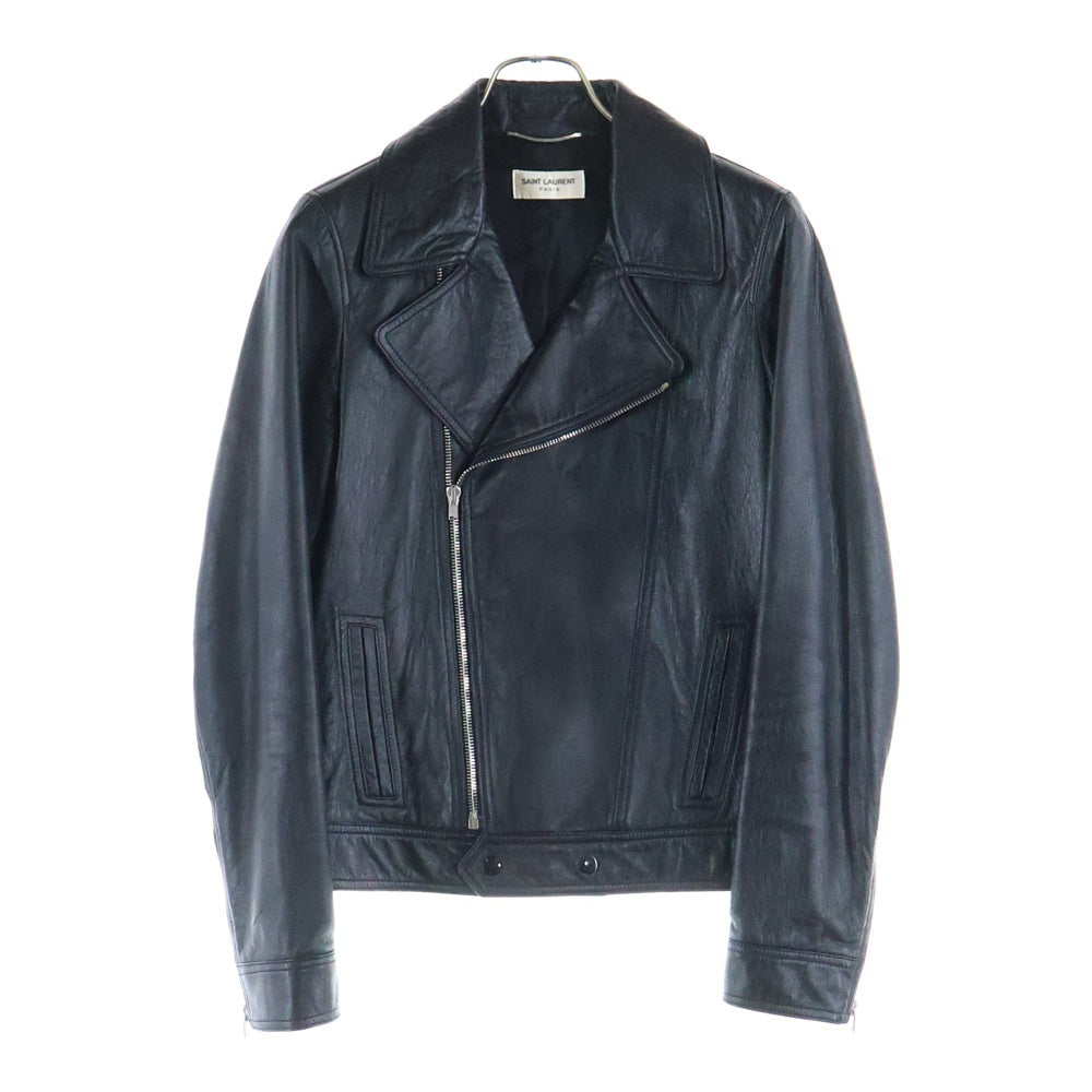 SAINT LAURENT PARIS(サンローランパリ) 15AW クラシックモーターサイクル ラムスキン レザー ジップアップ ダブルライダース ジャケット ブラック 397440