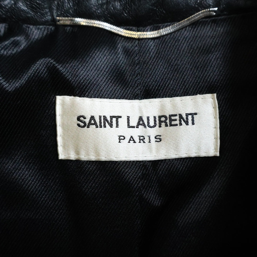 SAINT LAURENT PARIS(サンローランパリ) 15AW クラシックモーターサイクル ラムスキン レザー ジップアップ ダブルライダース ジャケット ブラック 397440