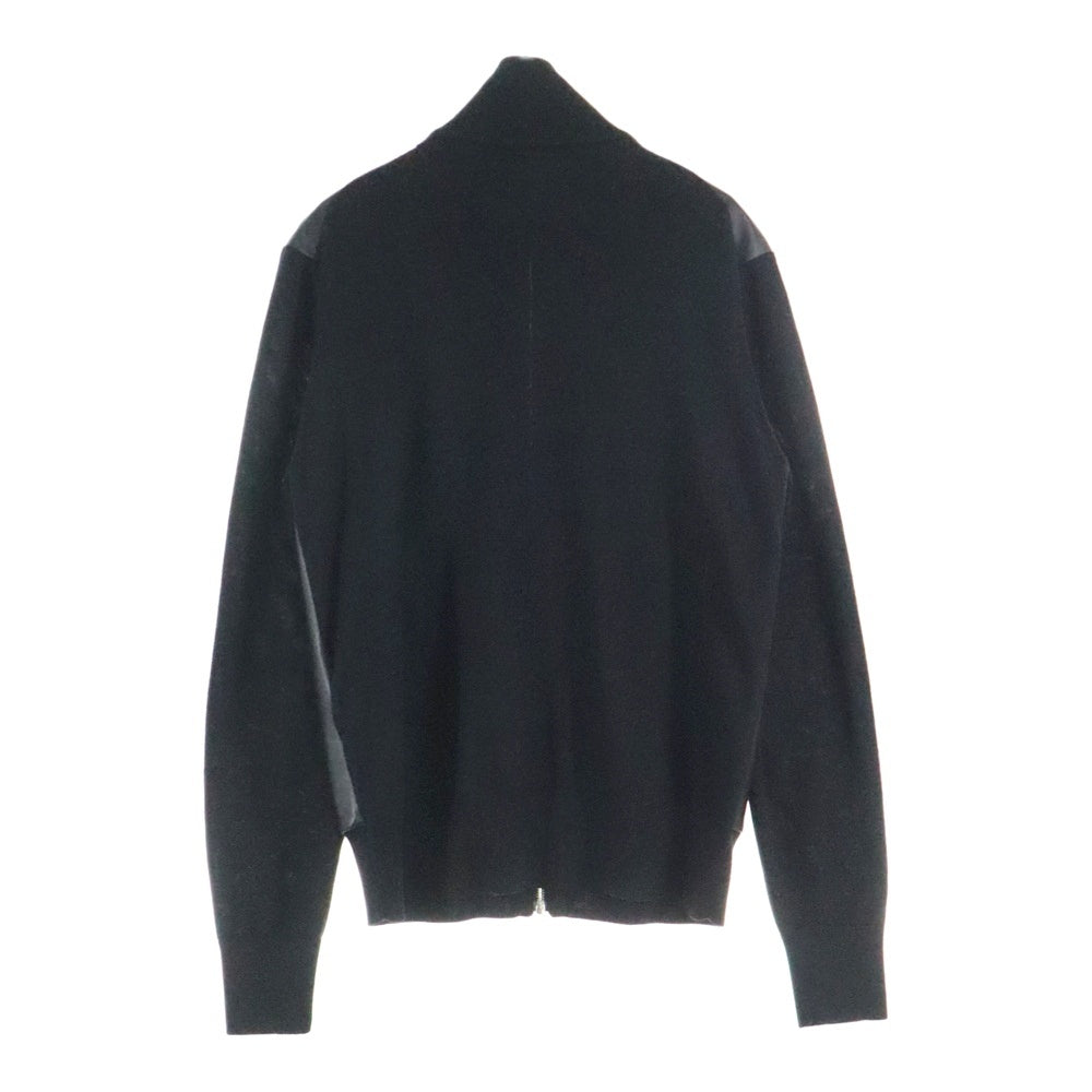 PRADA(プラダ) 13AW ドライバーズ ラムスキン レザー切り替え ジップアップ ニット ジャケット ブラック SMC518