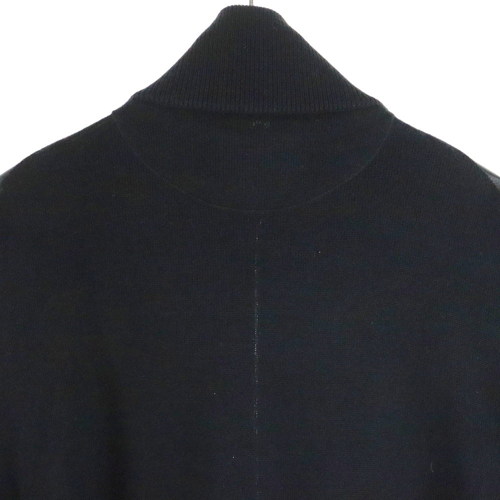 PRADA(プラダ) 13AW ドライバーズ ラムスキン レザー切り替え ジップアップ ニット ジャケット ブラック SMC518