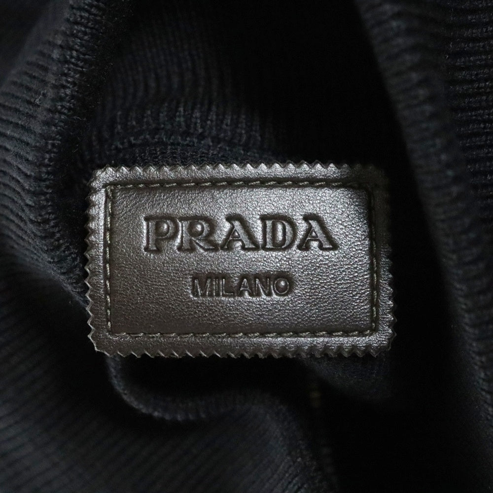 PRADA(プラダ) 13AW ドライバーズ ラムスキン レザー切り替え ジップアップ ニット ジャケット ブラック SMC518