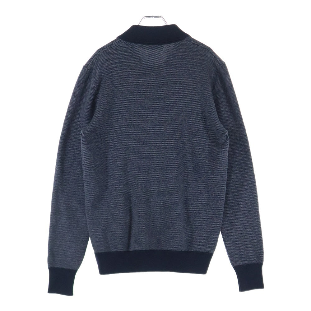 Alexander McQueen(アレキサンダーマックイーン) 切り替えデザイン ゴールドボタン ニット シャツジャケット グレー/ダークネイビー 340646 Q1RJA