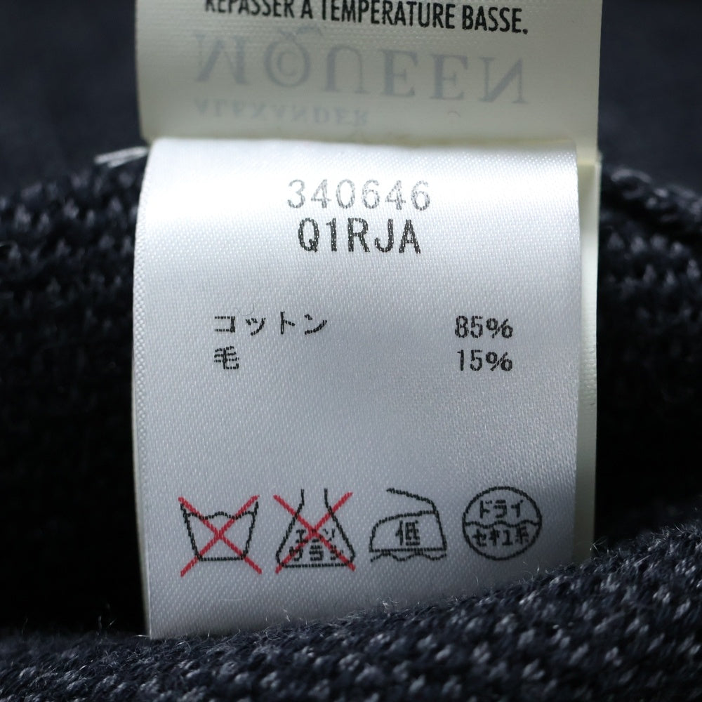 Alexander McQueen(アレキサンダーマックイーン) 切り替えデザイン ゴールドボタン ニット シャツジャケット グレー/ダークネイビー 340646 Q1RJA