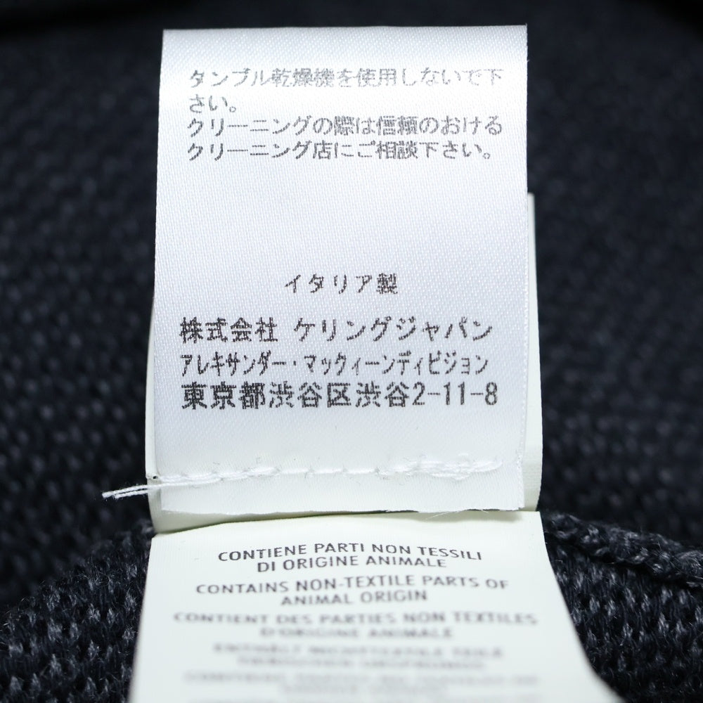 Alexander McQueen(アレキサンダーマックイーン) 切り替えデザイン ゴールドボタン ニット シャツジャケット グレー/ダークネイビー 340646 Q1RJA