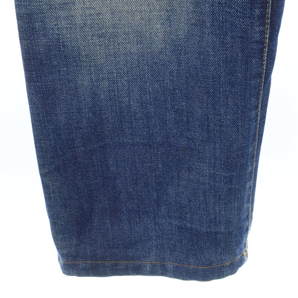 DOLCE & GABBANA(ドルチェアンドガッバーナ) ダメージ加工 レザープレートパッチ付デニムパンツ ブルー