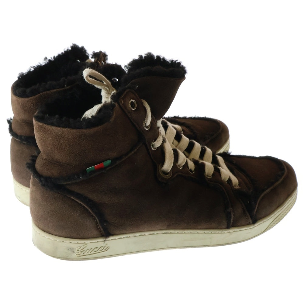 GUCCI(グッチ) スウェードレザー ボアライニング レースアップ ハイカットシューズ スニーカー ブラウン