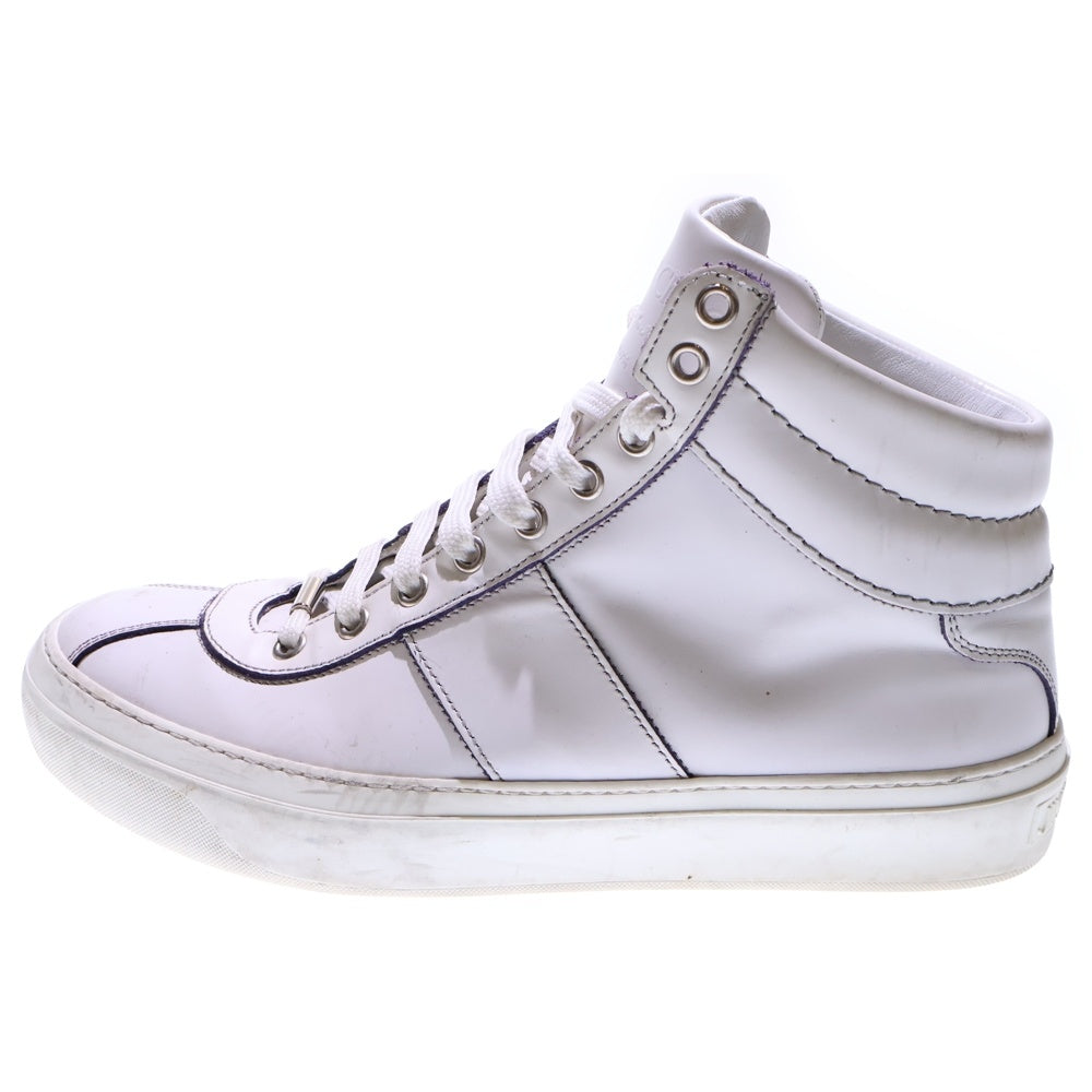JIMMY CHOO(ジミーチュウ) ロゴ刻印 レザーハイカットスニーカー ホワイト
