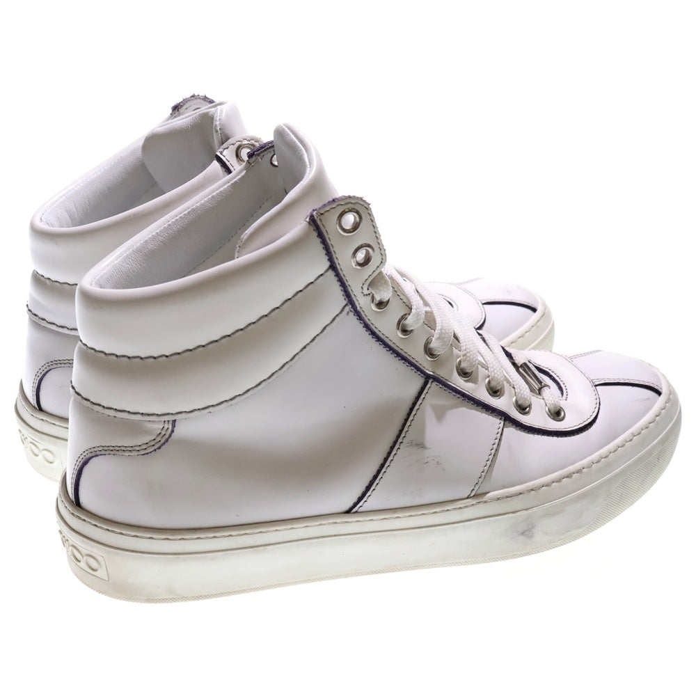JIMMY CHOO(ジミーチュウ) ロゴ刻印 レザーハイカットスニーカー ホワイト