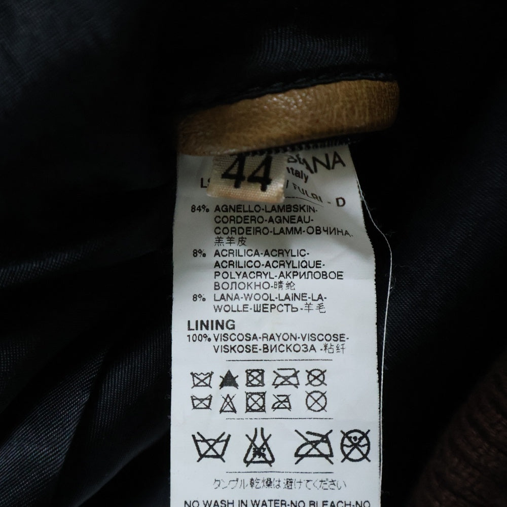 DOLCE & GABBANA(ドルチェアンドガッバーナ) ラムスキン レザー マルチポケット ジップアップ ジャケット ブラウン G9M33L/FULRI