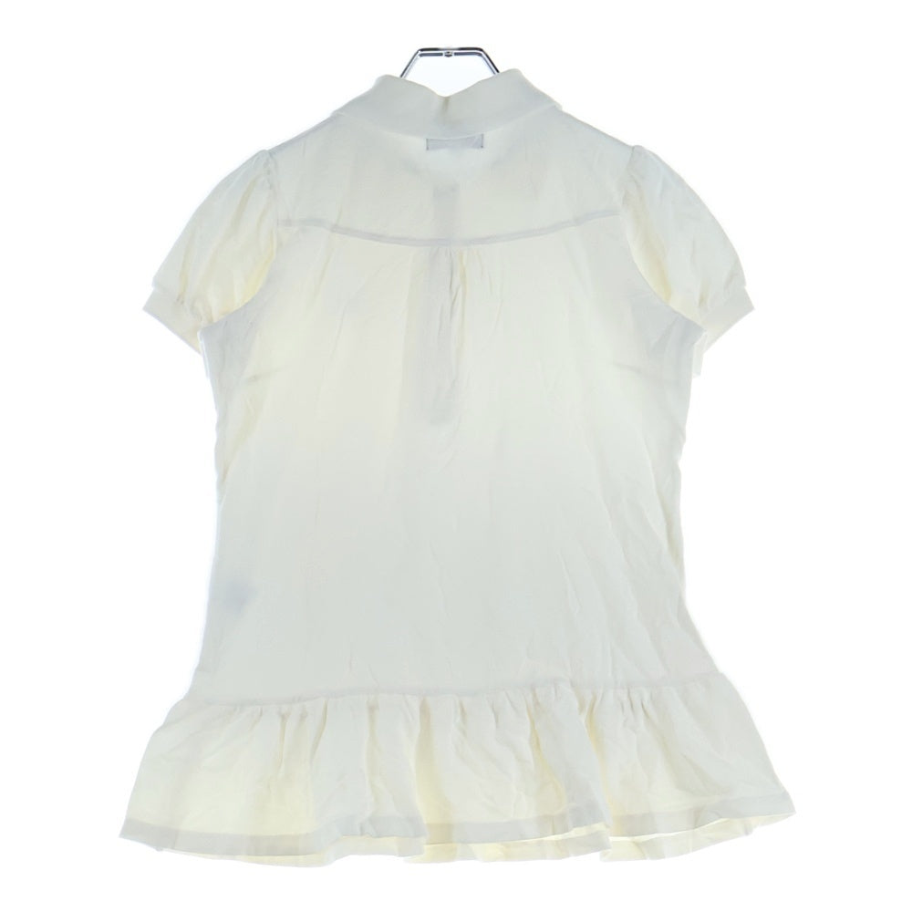 BURBERRY BLUE LABEL(バーバリーブルーレーベル) ロゴ刺繍 バーバリーチェック スカートデザイン半袖ポロシャツ ホワイト