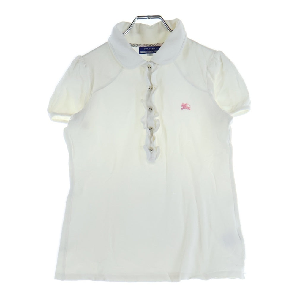 BURBERRY BLUE LABEL(バーバリーブルーレーベル) ロゴ刺繍 バーバリーチェック 半袖ポロシャツ ホワイト レディース
