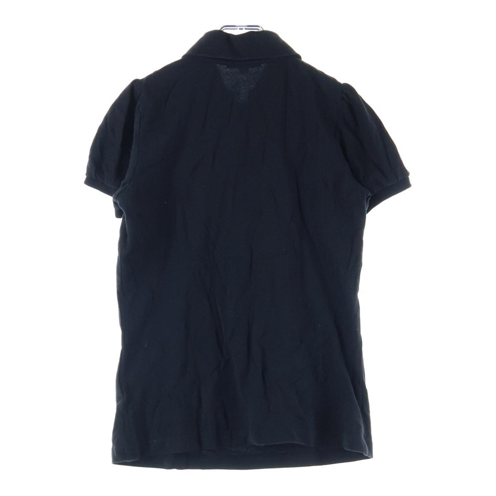 BURBERRY BLUE LABEL(バーバリーブルーレーベル) ロゴ刺繍 バーバリーチェック フリンジ付半袖ポロシャツ ブラック