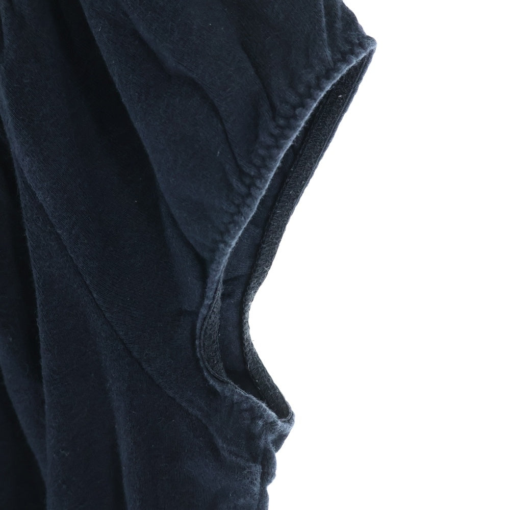 BURBERRY BLUE LABEL(バーバリーブルーレーベル) ノバチェック柄切り替え ワンポイントロゴ刺繍 ノースリーブ カットソー トップス ブラック レディース