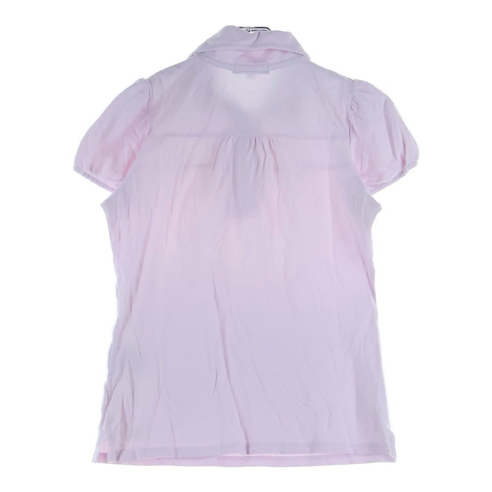 BURBERRY BLUE LABEL(バーバリーブルーレーベル) ロゴ刺繍 バーバリーチェック丸襟半袖ポロシャツ ピンク レディース