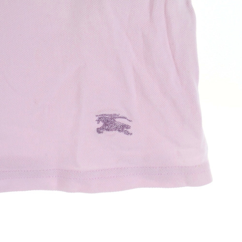 BURBERRY BLUE LABEL(バーバリーブルーレーベル) ロゴ刺繍 バーバリーチェック丸襟半袖ポロシャツ ピンク レディース