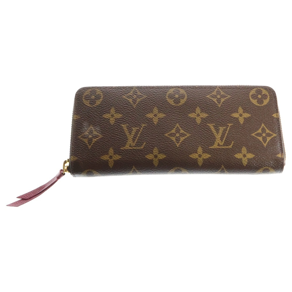 LOUIS VUITTON(ルイヴィトン) モノグラム ポルトフォイユクレマンス フューシャ ラウンドファスナーレザーロングウォレット 長財布 ブラウン M60742