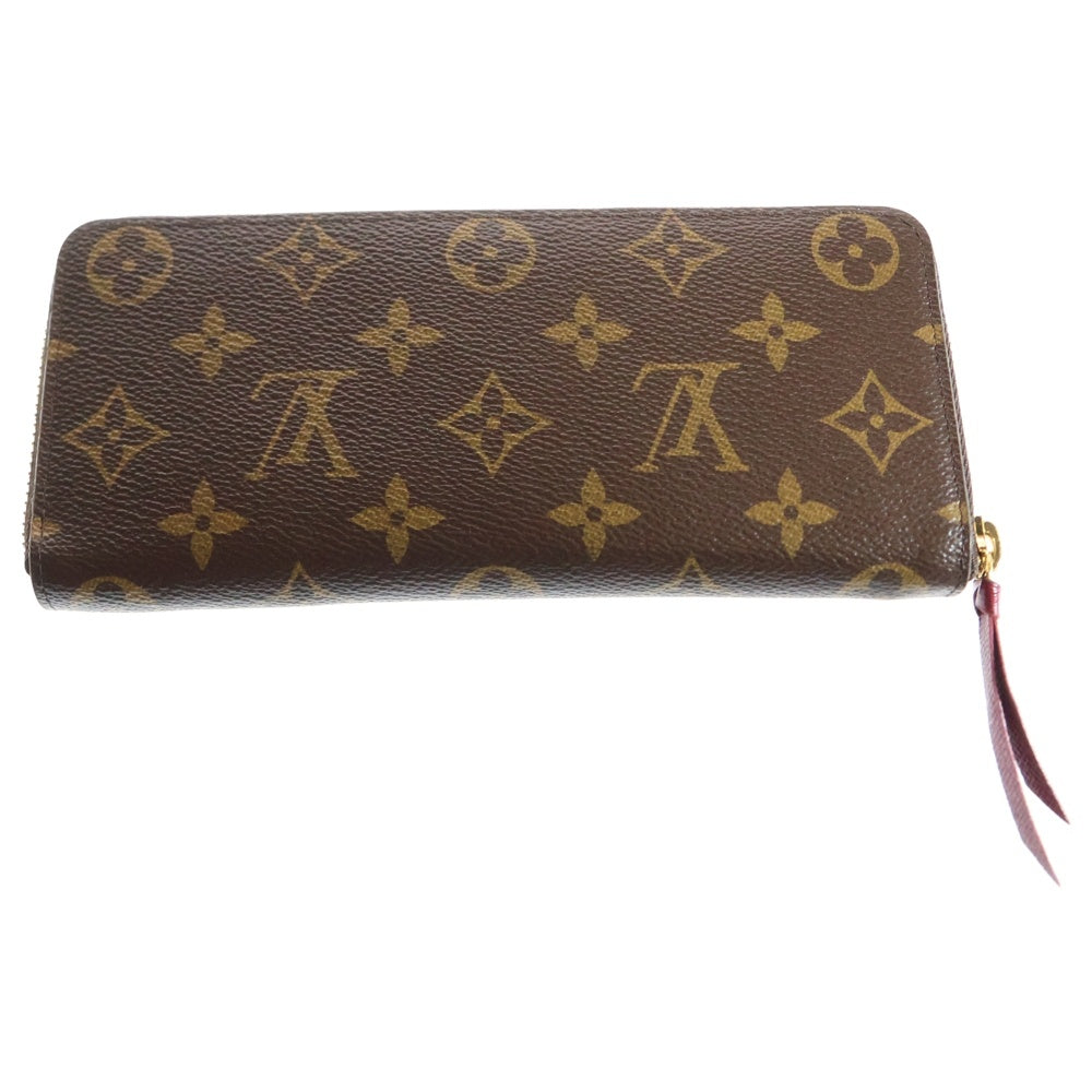 LOUIS VUITTON(ルイヴィトン) モノグラム ポルトフォイユクレマンス フューシャ ラウンドファスナーレザーロングウォレット 長財布 ブラウン M60742