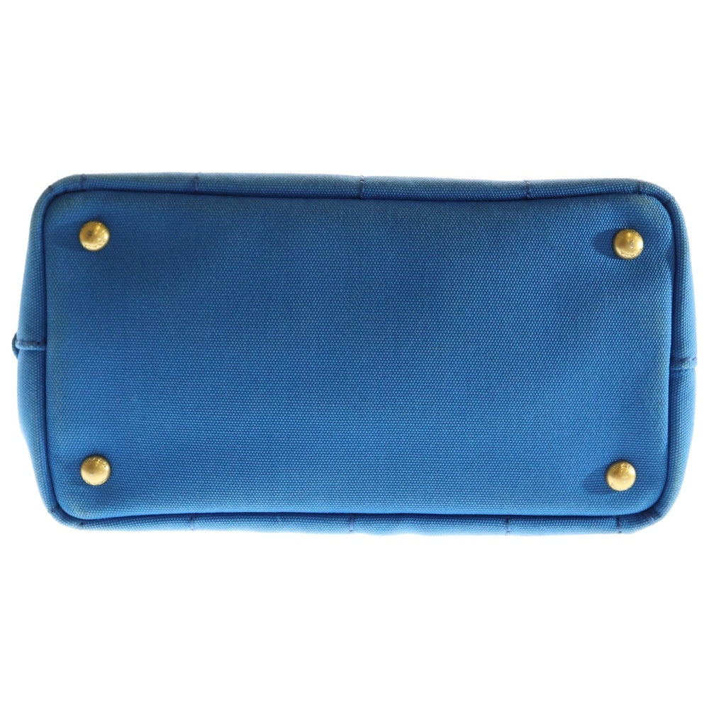 PRADA(プラダ) カナパ ミニ 2wayハンドバッグ ショルダーバッグ ブルー ゴールド金具 キャンバス B2439G