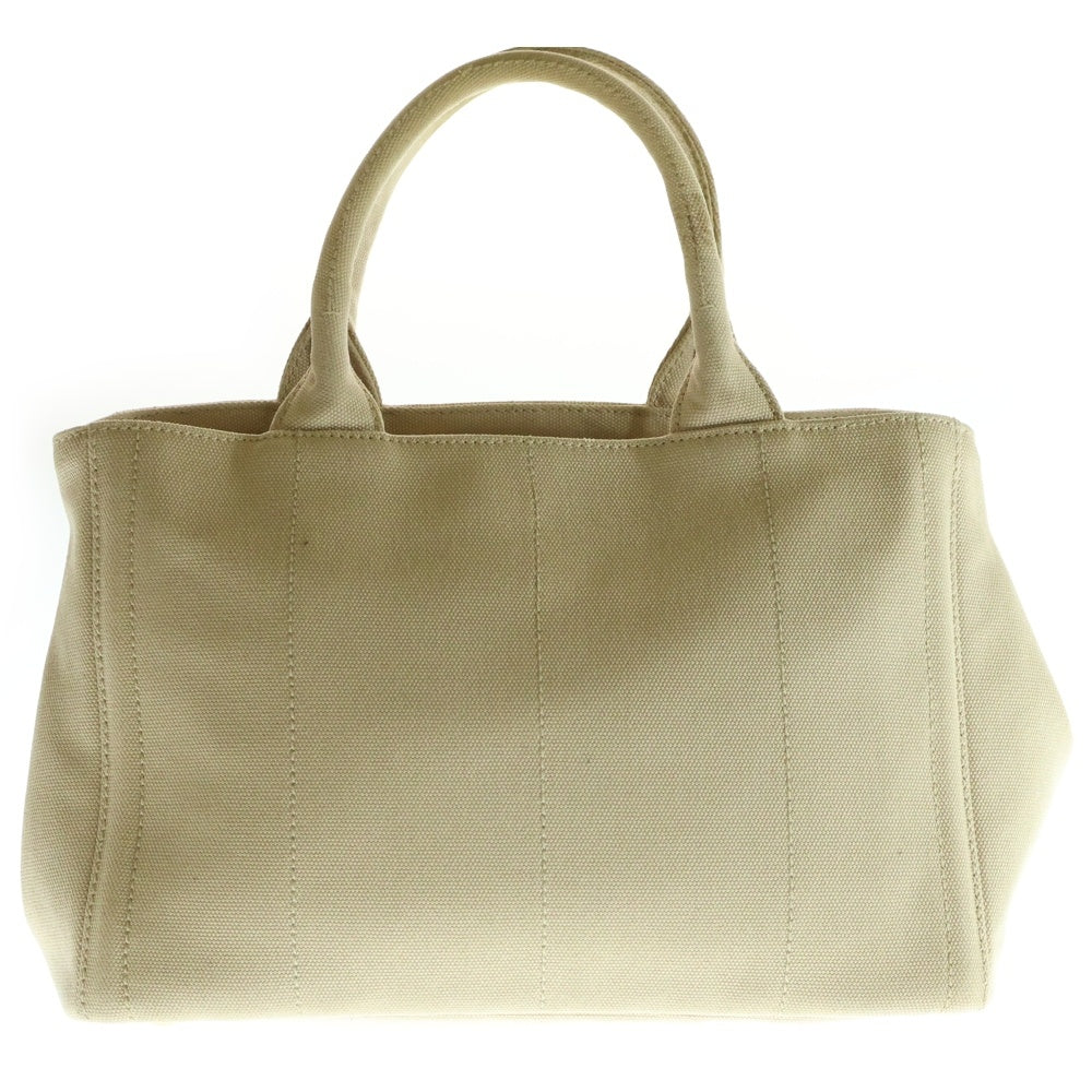 PRADA(プラダ) ビジューカナパ 2wayハンドバッグ ショルダーバッグ ゴールド金具 アイボリー キャンバス B2439O