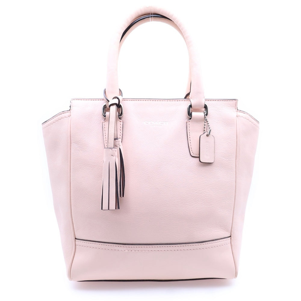COACH(コーチ) タッセル レザー 2WAY ハンド ショルダーバッグ シルバー金具 ピンク