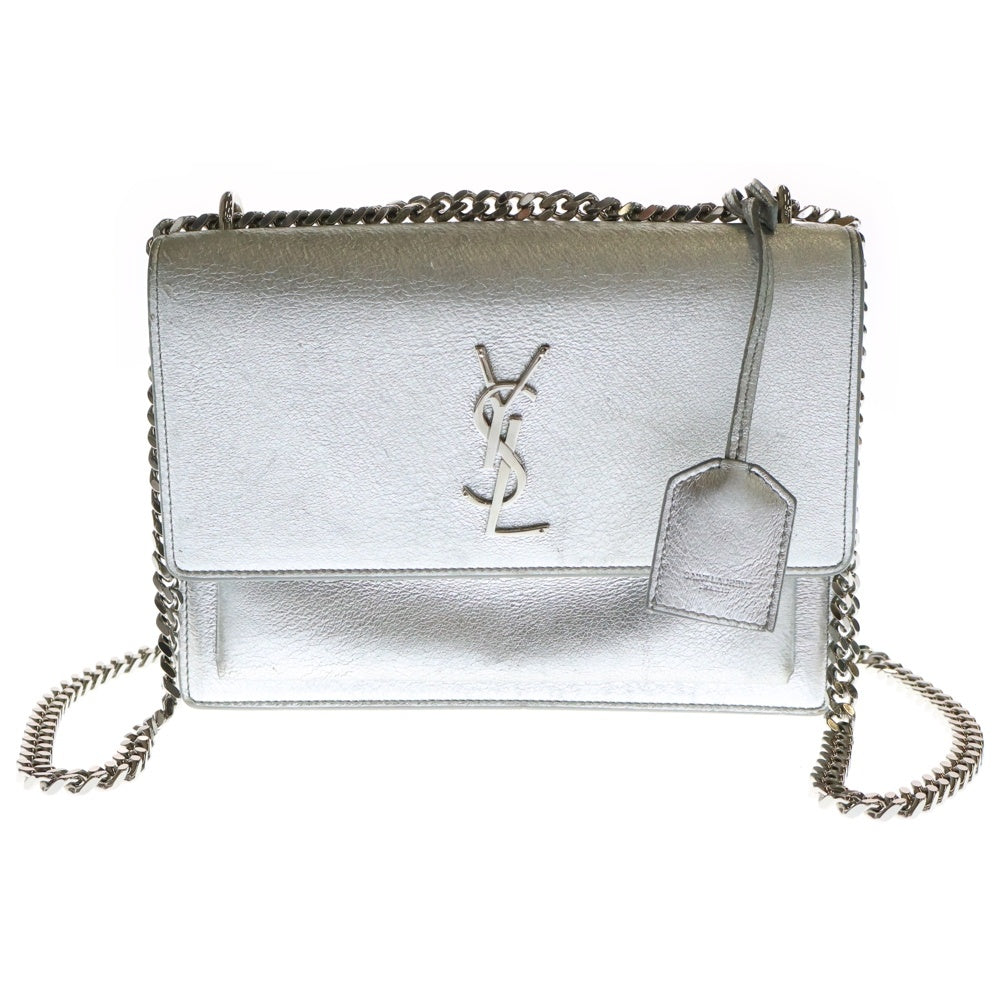 SAINT LAURENT PARIS(サンローランパリ) サンセット ミディアム チェーンショルダーバッグ ミニバッグ シルバー レザー 442906