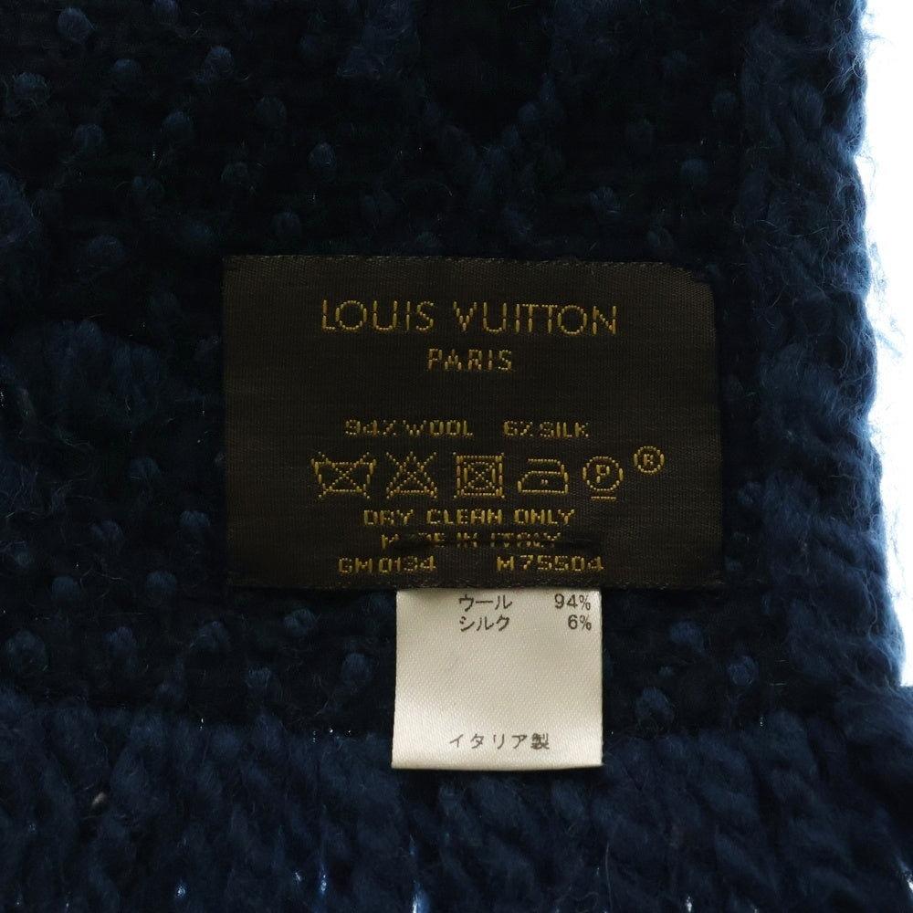 LOUIS VUITTON(ルイヴィトン) エシャルプ ロゴマニア モノグラム フリンジ マフラー ブルー M75504