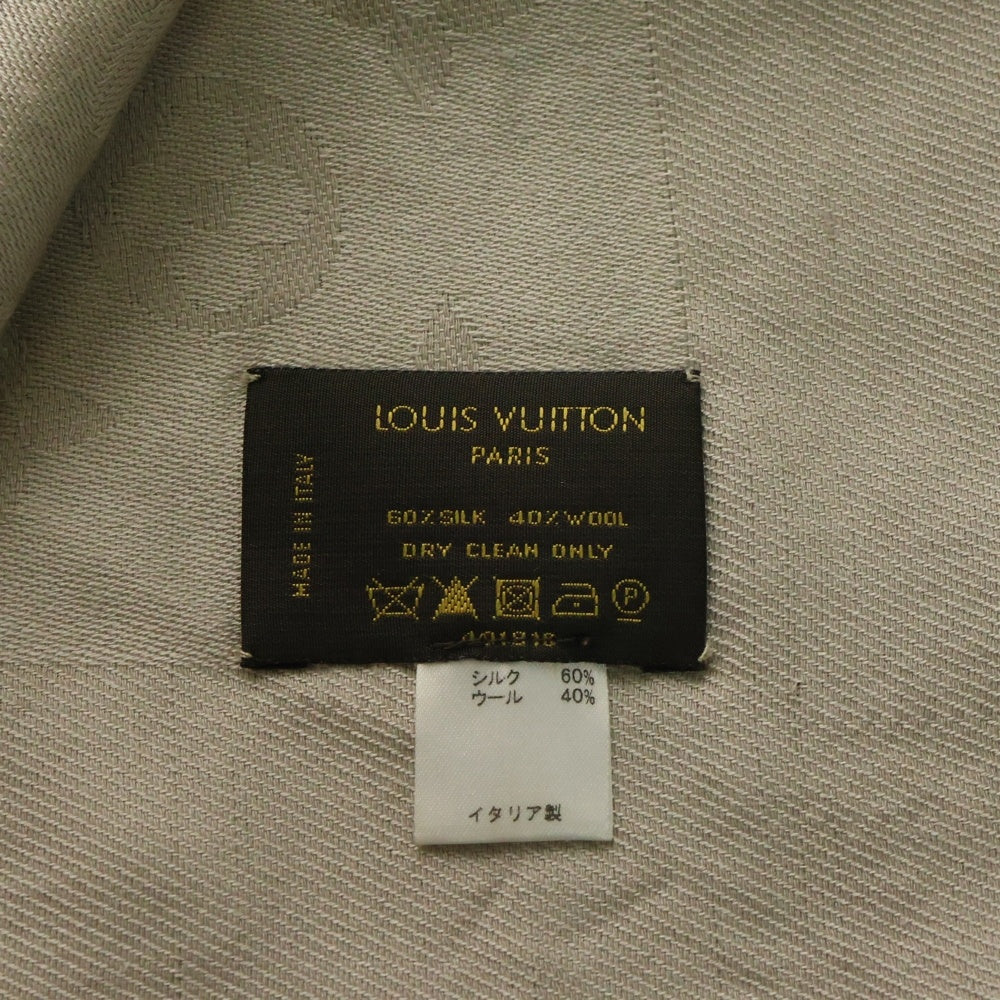 LOUIS VUITTON(ルイヴィトン) モノグラム ストール ベージュ ライトグレー シルク×ウール 401910
