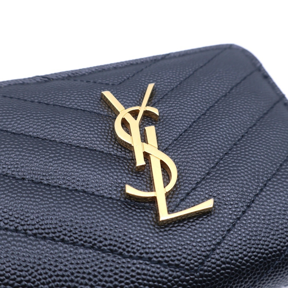 SAINT LAURENT PARIS(サンローランパリ) モノグラム カサンドラ YSLロゴ レザーコンパクトウォレット 財布 ブラック×ゴールド 403723
