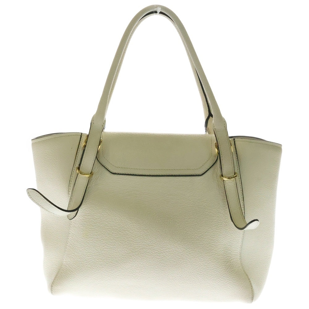 PRADA(プラダ) ロゴプレート グレインレザー 2WAY ハンド ショルダーバッグ ゴールド金具 ホワイト 1BA270