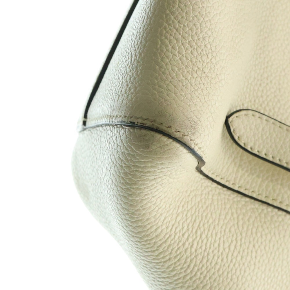 PRADA(プラダ) ロゴプレート グレインレザー 2WAY ハンド ショルダーバッグ ゴールド金具 ホワイト 1BA270