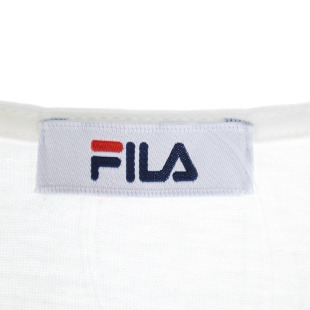 FILA(フィラ) ロゴ刺繍 長袖 Tシャツ ホワイト