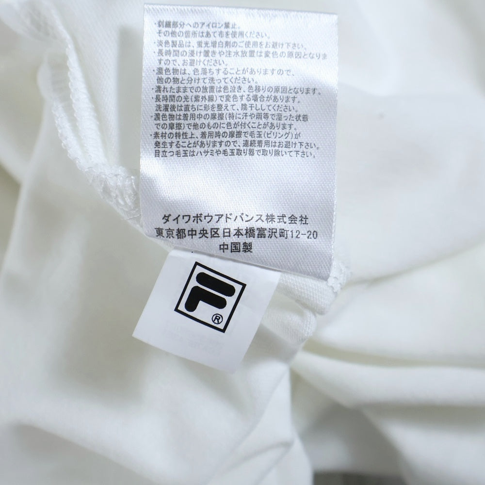 FILA(フィラ) ロゴ刺繍 長袖 Tシャツ ホワイト