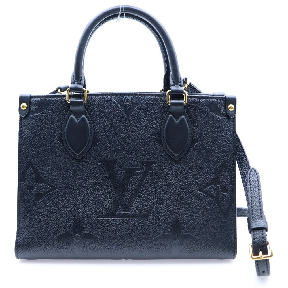 LOUIS VUITTON(ルイヴィトン) オンザゴーPM モノグラム アンプラント ノワール エンボスレザー 2WAY ハンド ショルダー トートバッグ ゴールド金具 ブラック M45653
