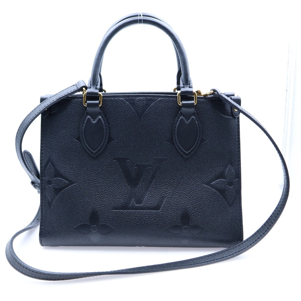 LOUIS VUITTON(ルイヴィトン) オンザゴーPM モノグラム アンプラント ノワール エンボスレザー 2WAY ハンド ショルダー トートバッグ ゴールド金具 ブラック M45653