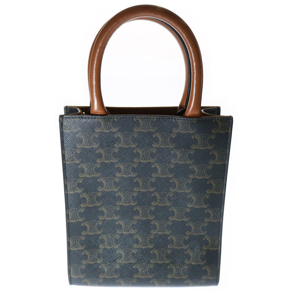 CELINE(セリーヌ) トリオンフ ミニ バーティカルカバ ロゴプリント PVC レザー 2WAY ハンド ショルダーバッグ ブラウン