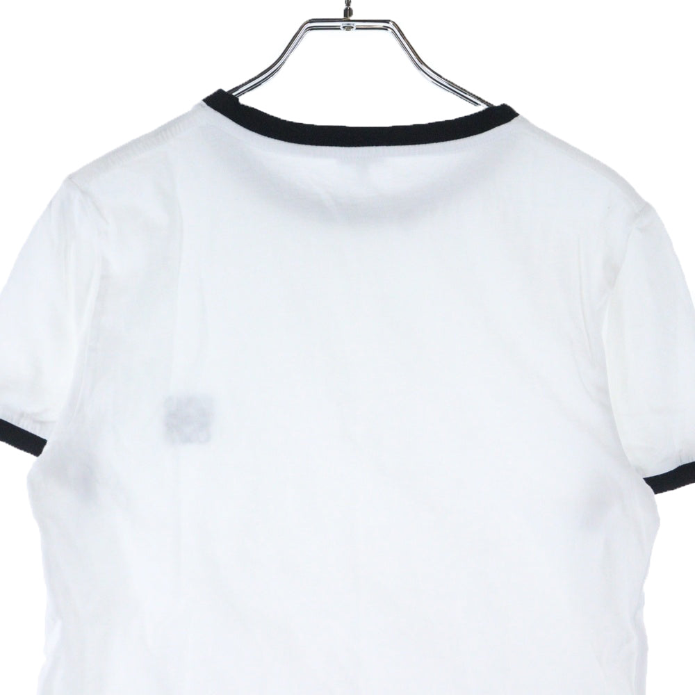 LOEWE(ロエベ) 22SS アナグラムロゴ刺繍 バイカラー クルーネック 半袖Tシャツ カットソー ホワイト/ブラック レディース S359Y22X28