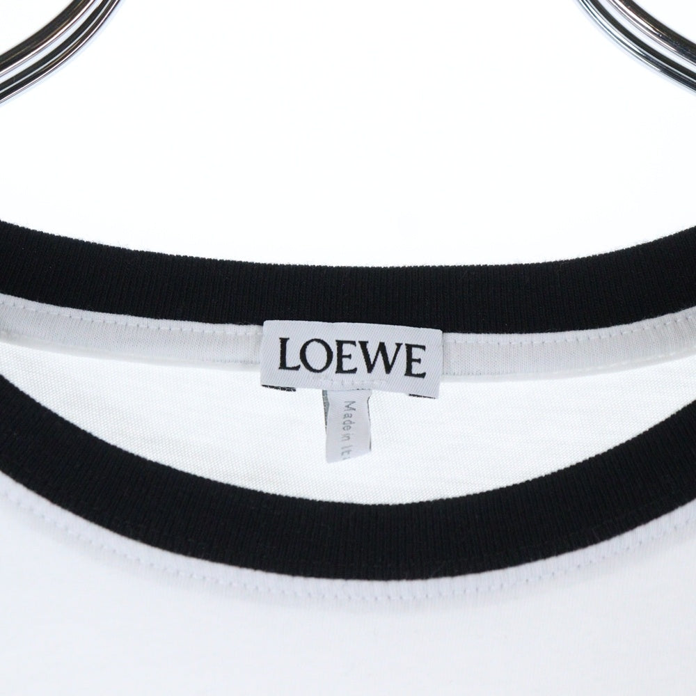 LOEWE(ロエベ) 22SS アナグラムロゴ刺繍 バイカラー クルーネック 半袖Tシャツ カットソー ホワイト/ブラック レディース S359Y22X28