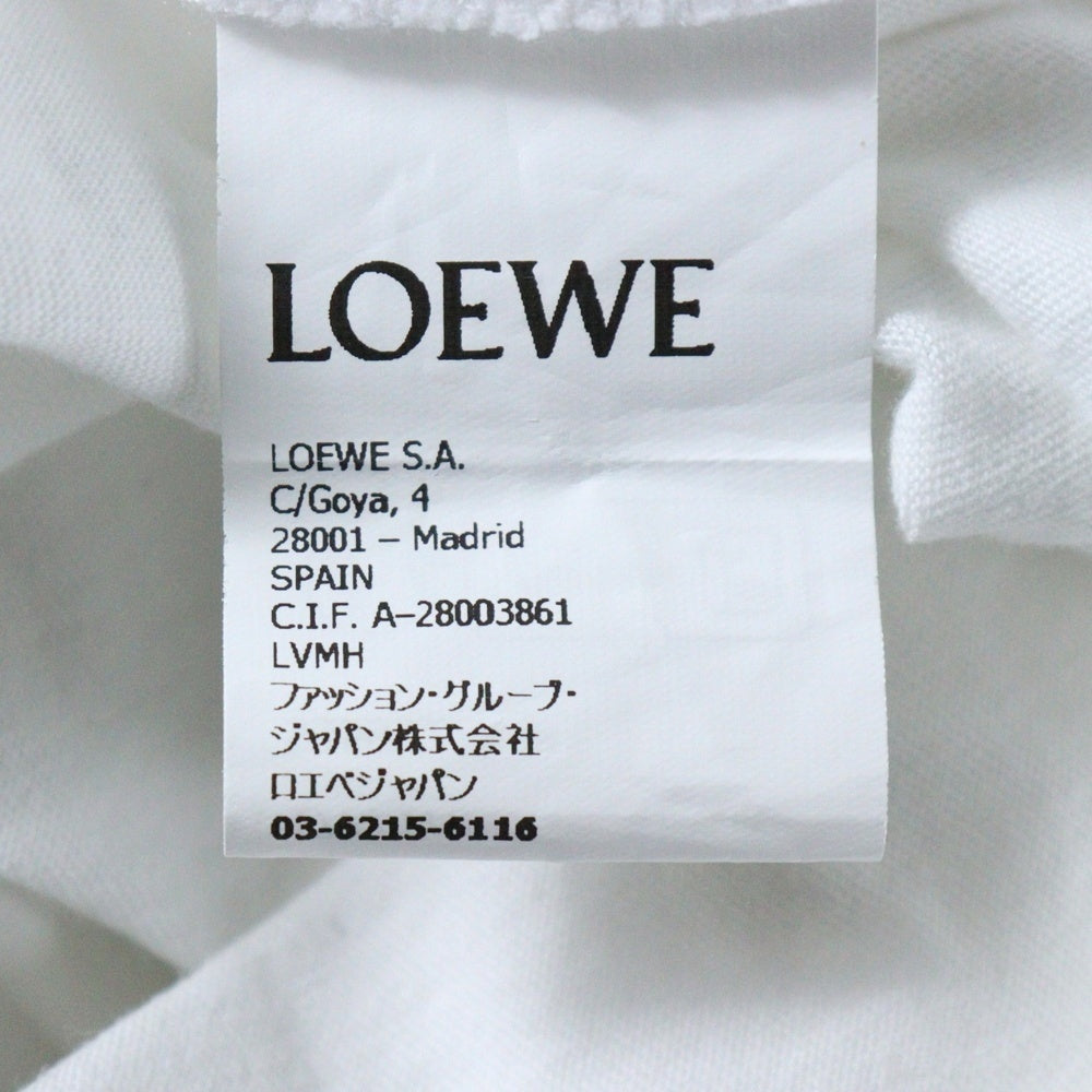 LOEWE(ロエベ) 22SS アナグラムロゴ刺繍 バイカラー クルーネック 半袖Tシャツ カットソー ホワイト/ブラック レディース S359Y22X28