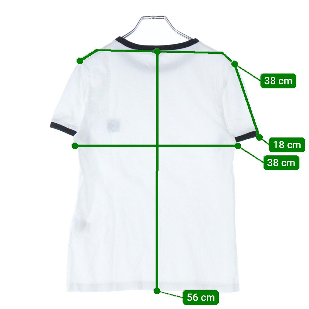 LOEWE(ロエベ) 22SS アナグラムロゴ刺繍 バイカラー クルーネック 半袖Tシャツ カットソー ホワイト/ブラック レディース S359Y22X28