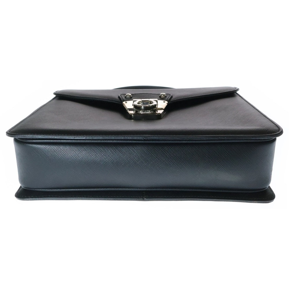 Salvatore Ferragamo(サルヴァトーレ フェラガモ) ガンチーニ レザー 2WAY ハンド ショルダーバッグ シルバー金具 ブラック