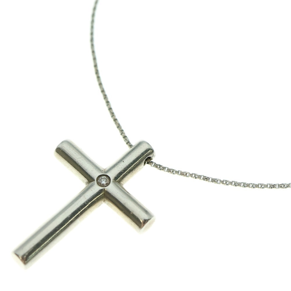 TIFFANY&Co(ティファニー) クロス 1PD ダイヤ ネックレス ペンダント チェーン シルバー SV925/K18WG 7.8g