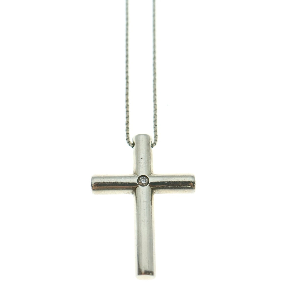 TIFFANY&Co(ティファニー) クロス 1PD ダイヤ ネックレス ペンダント チェーン シルバー SV925/K18WG 7.8g