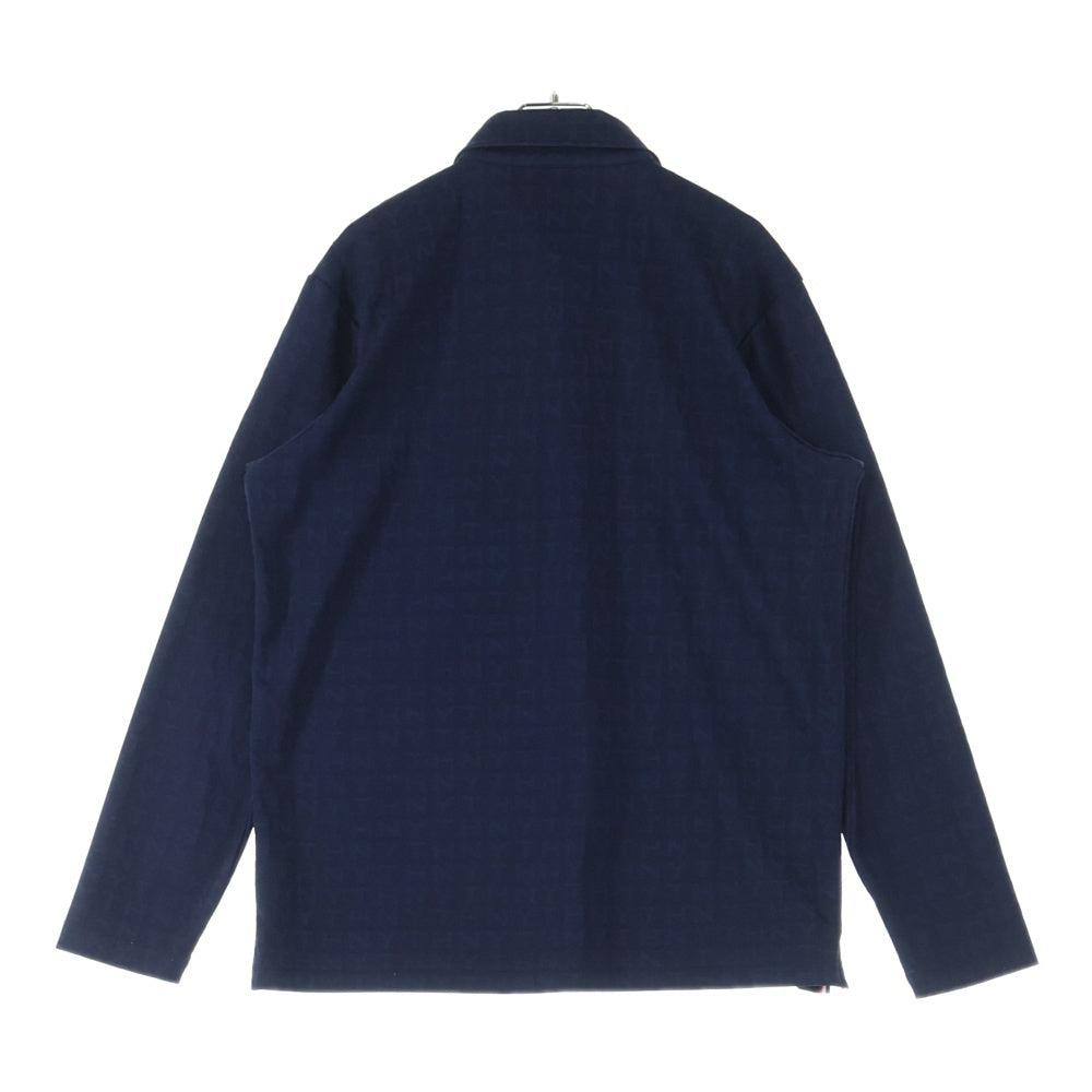 TOMMY HILFIGER(トミーヒルフィガー) ロゴ 総柄長袖ポロシャツ ネイビー