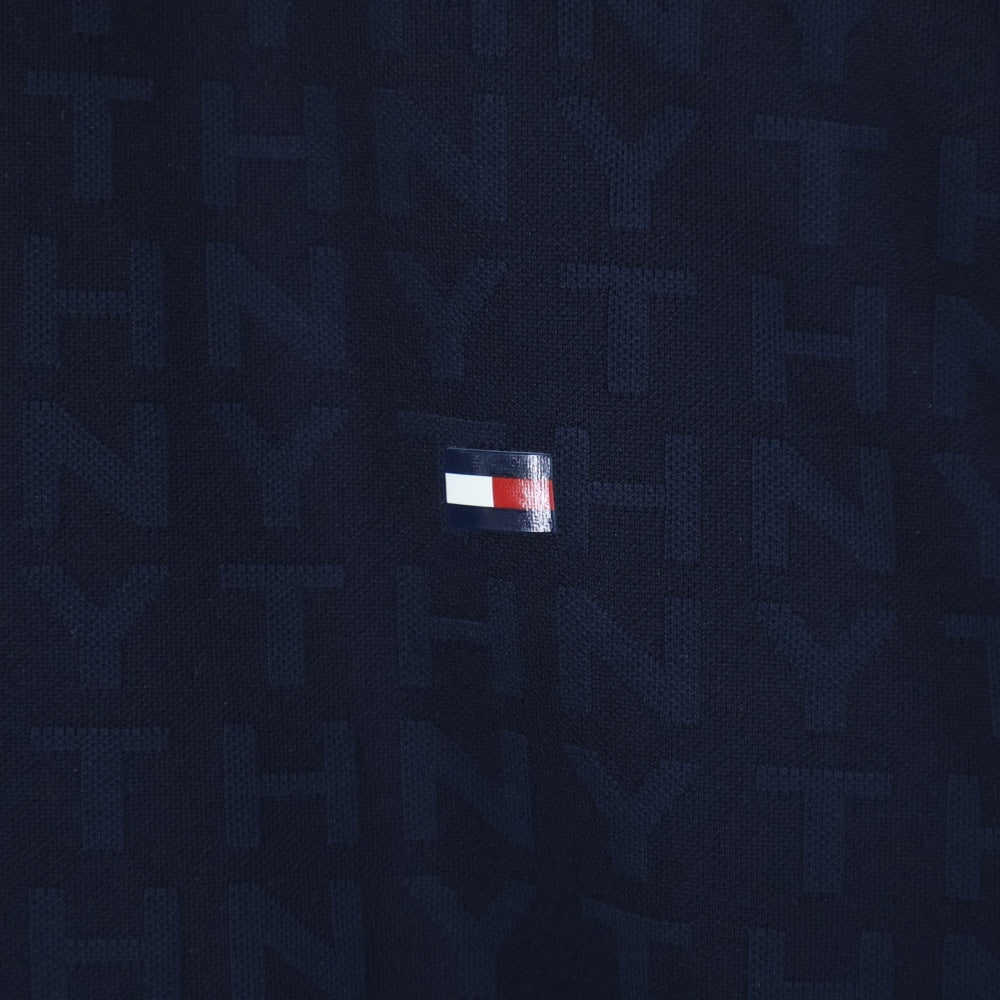 TOMMY HILFIGER(トミーヒルフィガー) ロゴ 総柄長袖ポロシャツ ネイビー