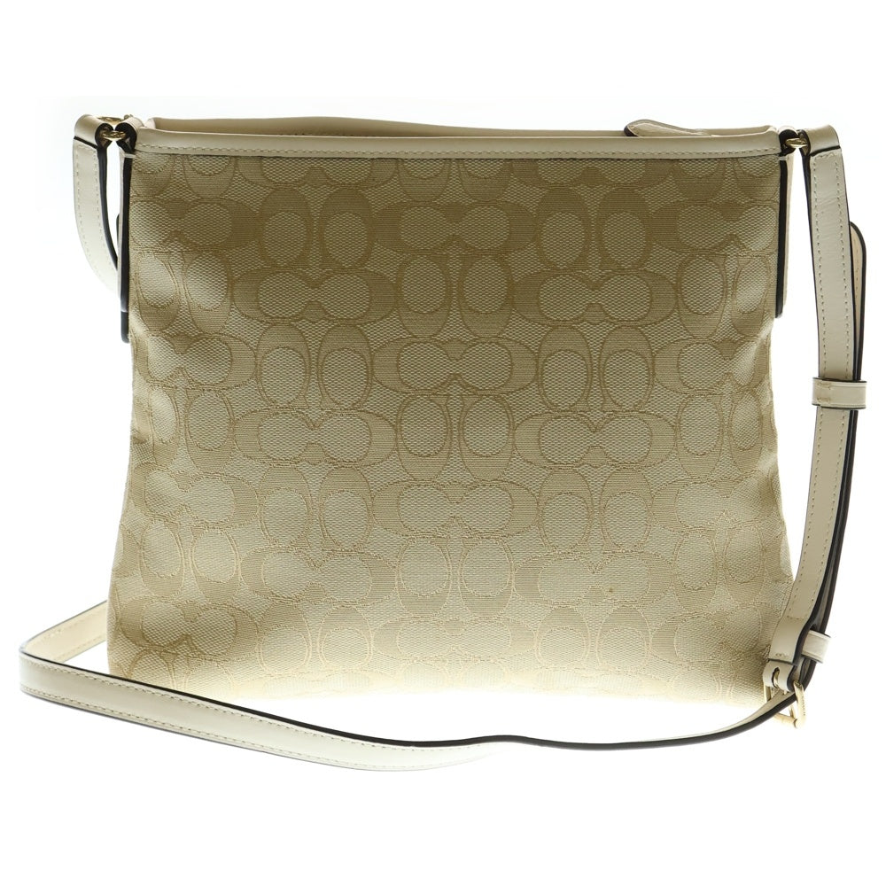 COACH(コーチ) ショルダーバッグ サコッシュ ホワイト×ベージュ レザー×キャンバス ゴールド金具