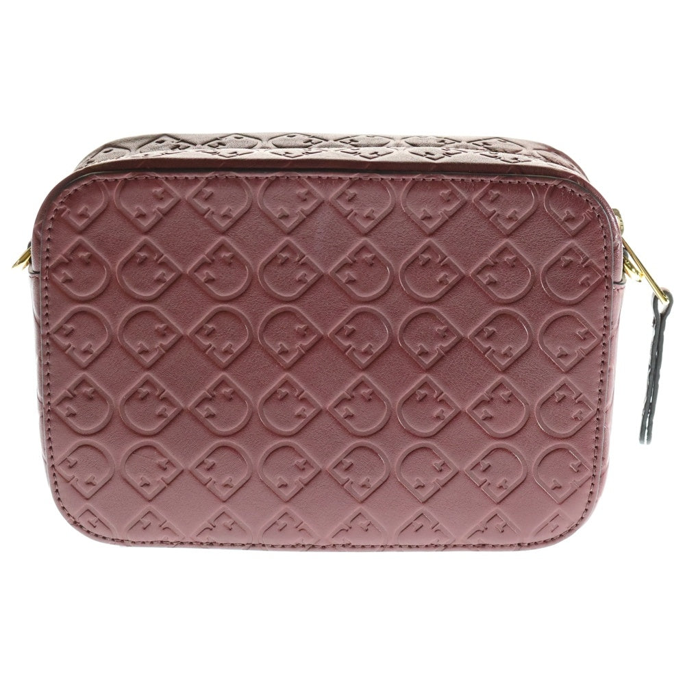 FURLA(フルラ) BRAVA ブラヴァ Fロゴプレート モノグラムエンボスレザー チェーンショルダーバッグ ゴールド金具 ボルドー
