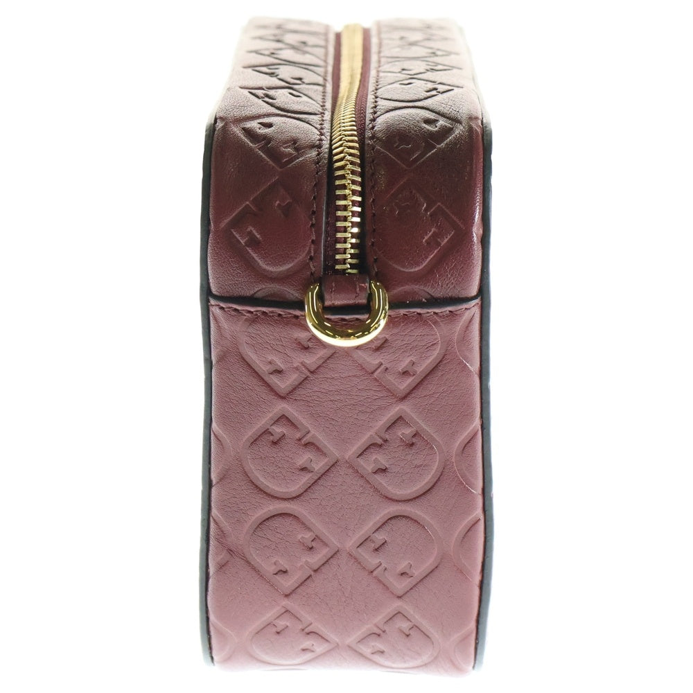 FURLA(フルラ) BRAVA ブラヴァ Fロゴプレート モノグラムエンボスレザー チェーンショルダーバッグ ゴールド金具 ボルドー