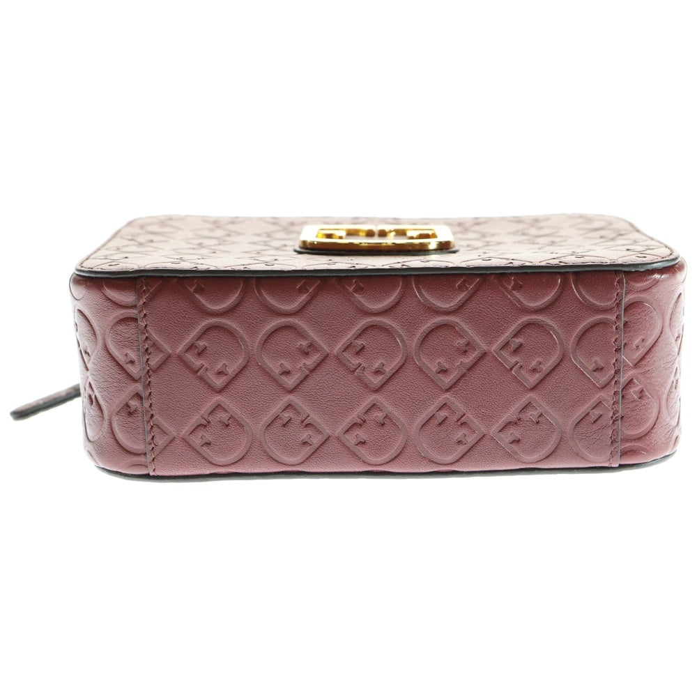 FURLA(フルラ) BRAVA ブラヴァ Fロゴプレート モノグラムエンボスレザー チェーンショルダーバッグ ゴールド金具 ボルドー