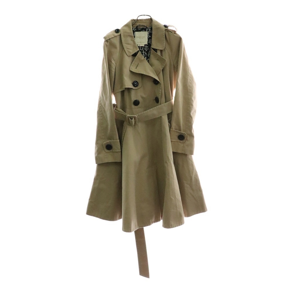 Kate Spade(ケイトスペード) 裏地ロゴ総柄 ベルト付エポレットトレンチコート ベージュ